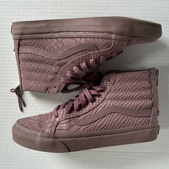 VANS Sk8-Hi Slim Back Zip Mono Python Twilight Mauve Suede W8.0/ M6.5 - Picture 9 of 12